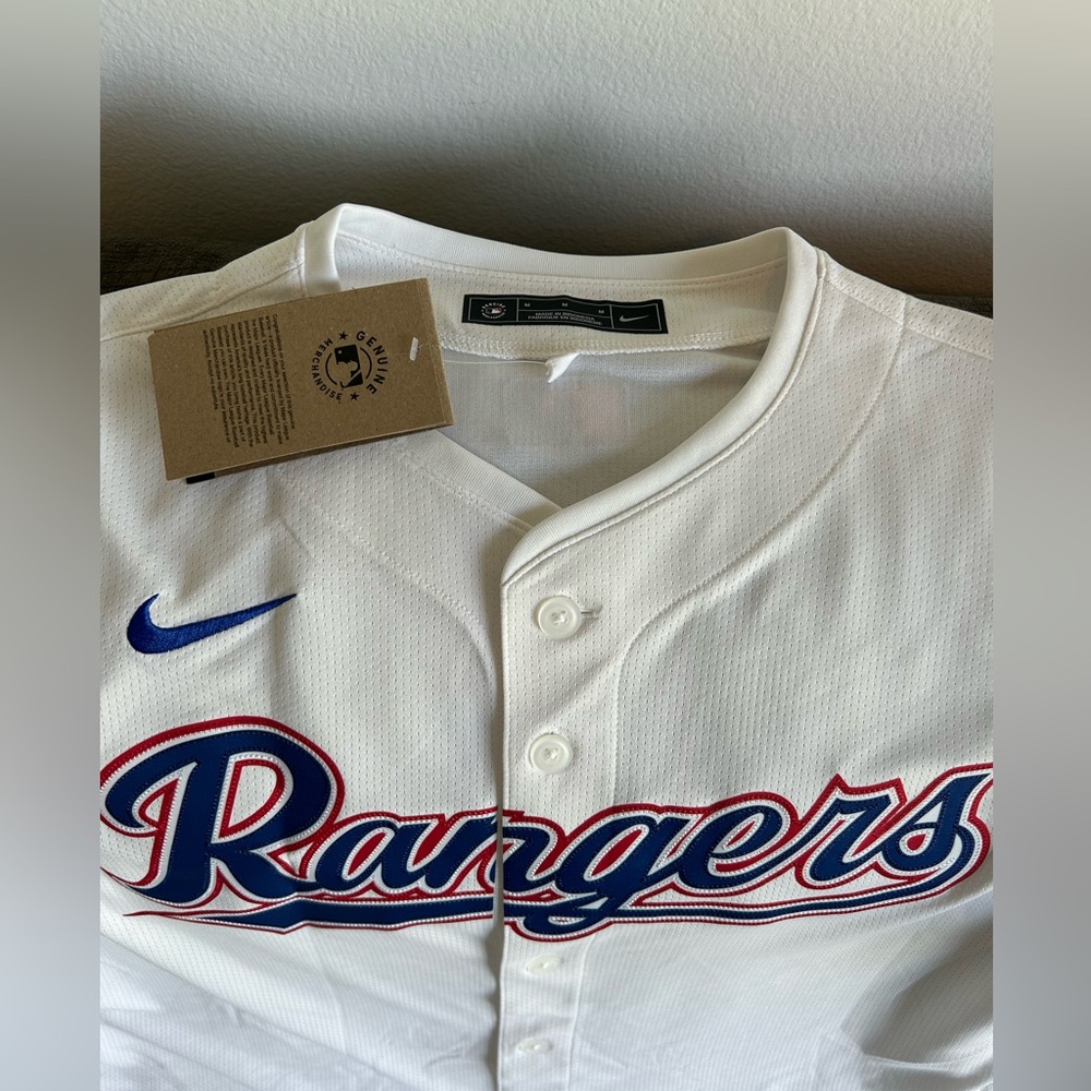 Nike Authentic Texas Rangers MLB Baseball White Jersey Men’s Sz: Medium - Picture 3 of 6